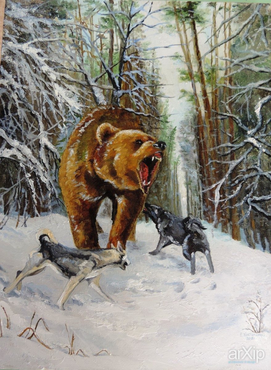 Картина Данчурова охота на медведя